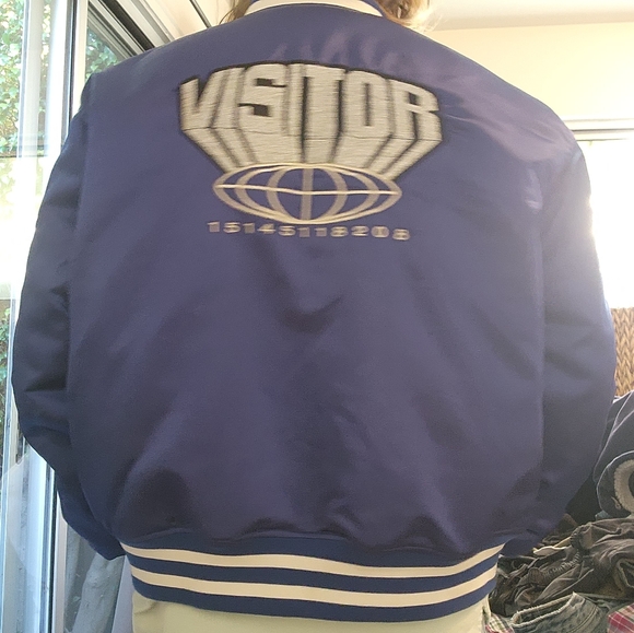 Electric Blue Bomber with awesome Back embroidery by 'Visitor On Earth'. - Picture 7 of 7